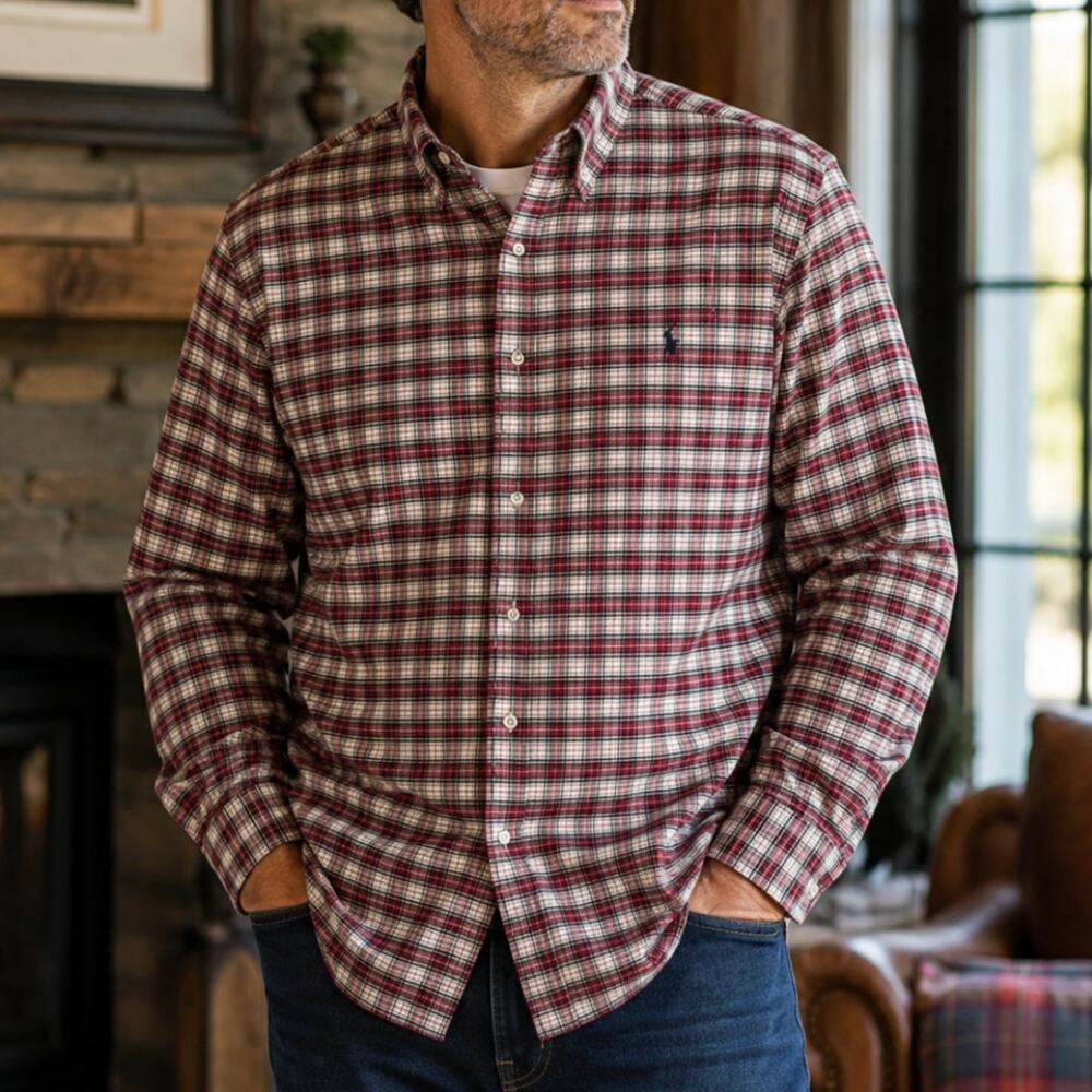 Ralph Lauren Plaid Shirt Mens XXL Classic Fit 100% Cotton Button Down Preppy